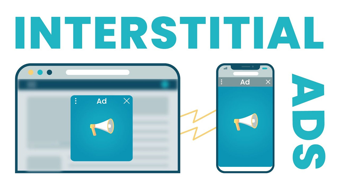 ads interstitial illustration of a laptop and a mobile phone ads interactive ad monetization platform